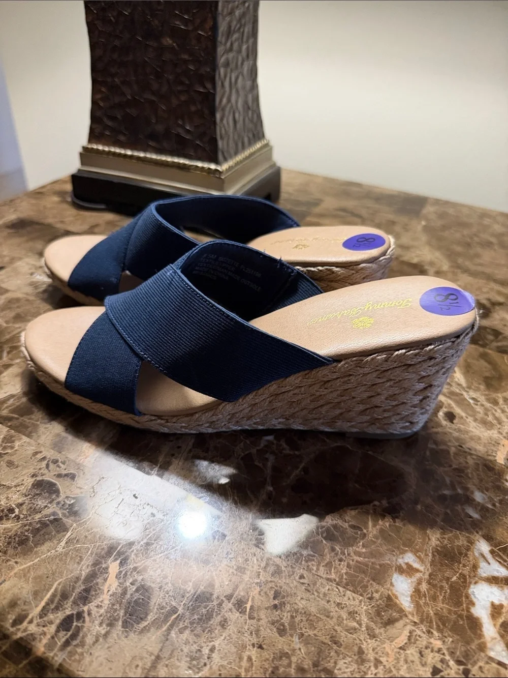 Tommy Bahama Navy Crisscross Espadrille Wedge Sandals